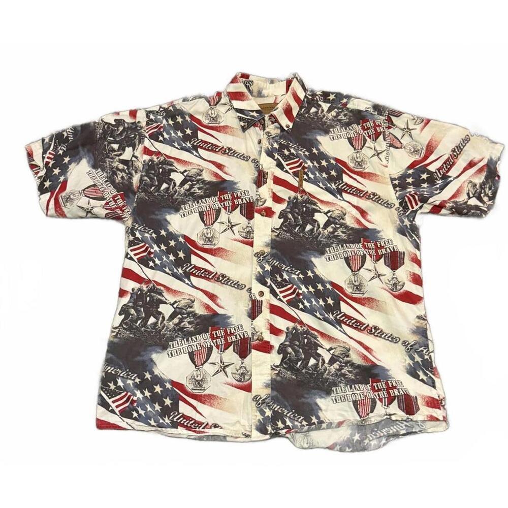 Clearwater Outfitters Patriotic Button-Up Shirt – Men’s XL